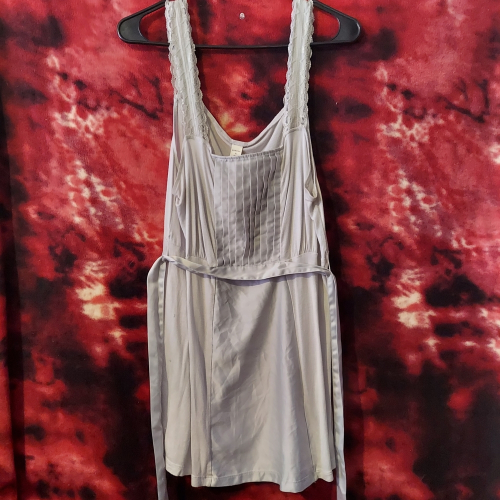 Elegant Baby Blue Lace Trim Blouse